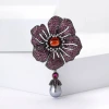 High-end, fashionable and light luxury copper zircon crabapple flower brooch, retro and elegant ladies' dress suit brooch accessory pin details Picture